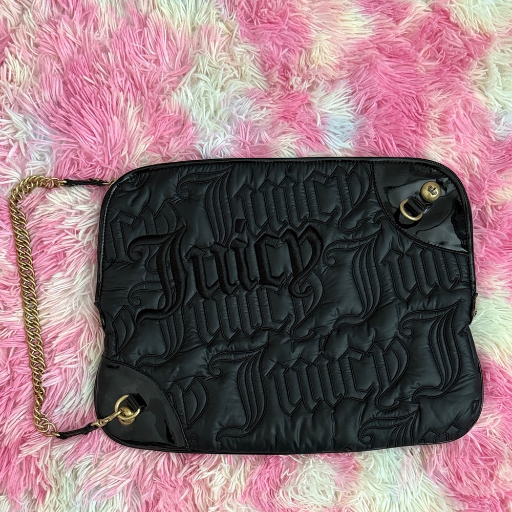 Juicy Couture Black Laptop Bag with Gold Chain